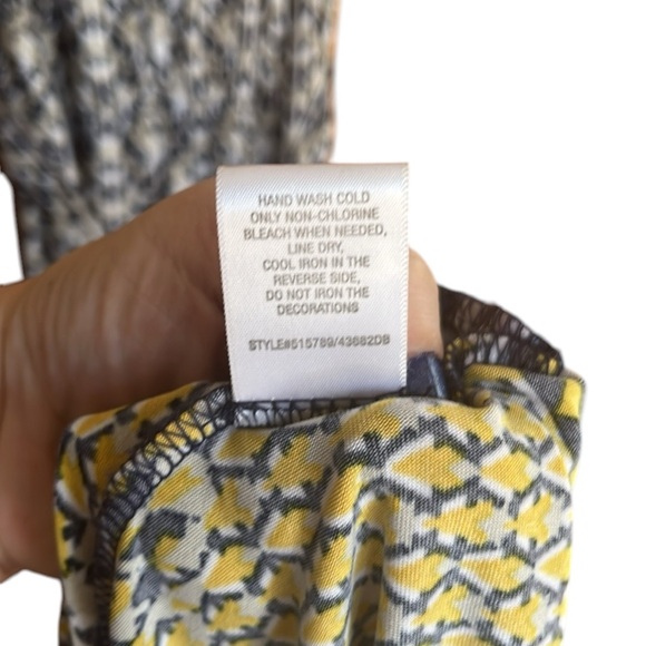 ROZ & ALI Elegant Pattern NAVY BLUE YELLOW V-neck sleeveless maxi tie back - Picture 11 of 15